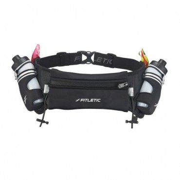 Беговая сумка-пояс Fitletic Hydra 16 c двумя бутылочками по 240 мл, черная, размер L